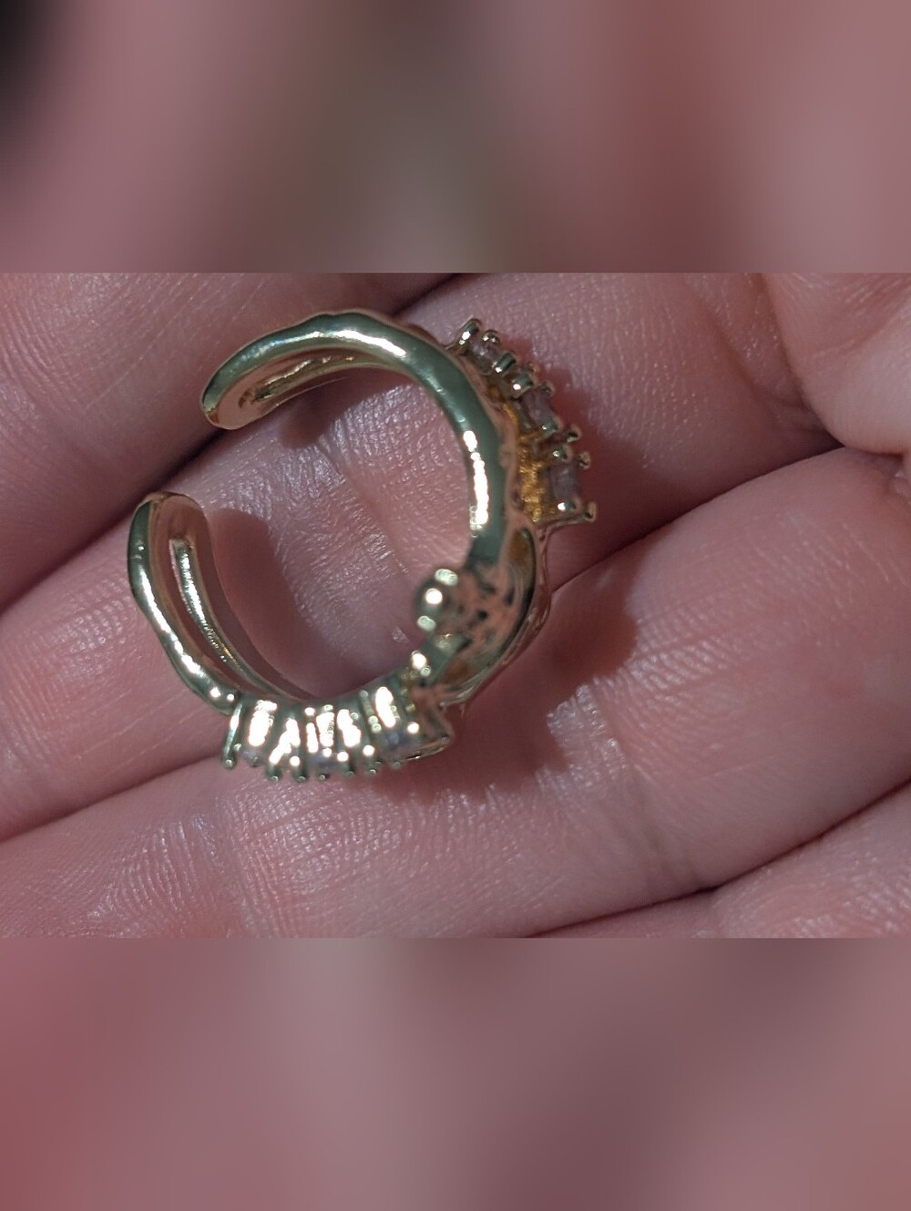 Fashion Unique Gold Crystal Open Band Ring - Picture 7 of 12